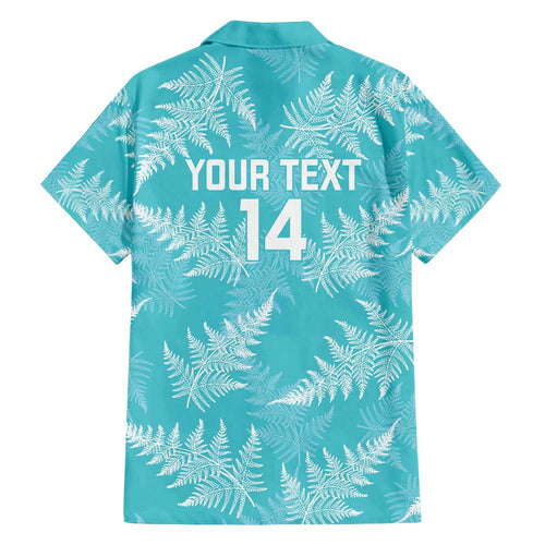 New Zealand Silver Fern Rugby Custom Family Matching Off The Shoulder Long Sleeve Dress and Hawaiian Shirt Go Aotearoa Champions Turquoise Version - Aussie Hoodie