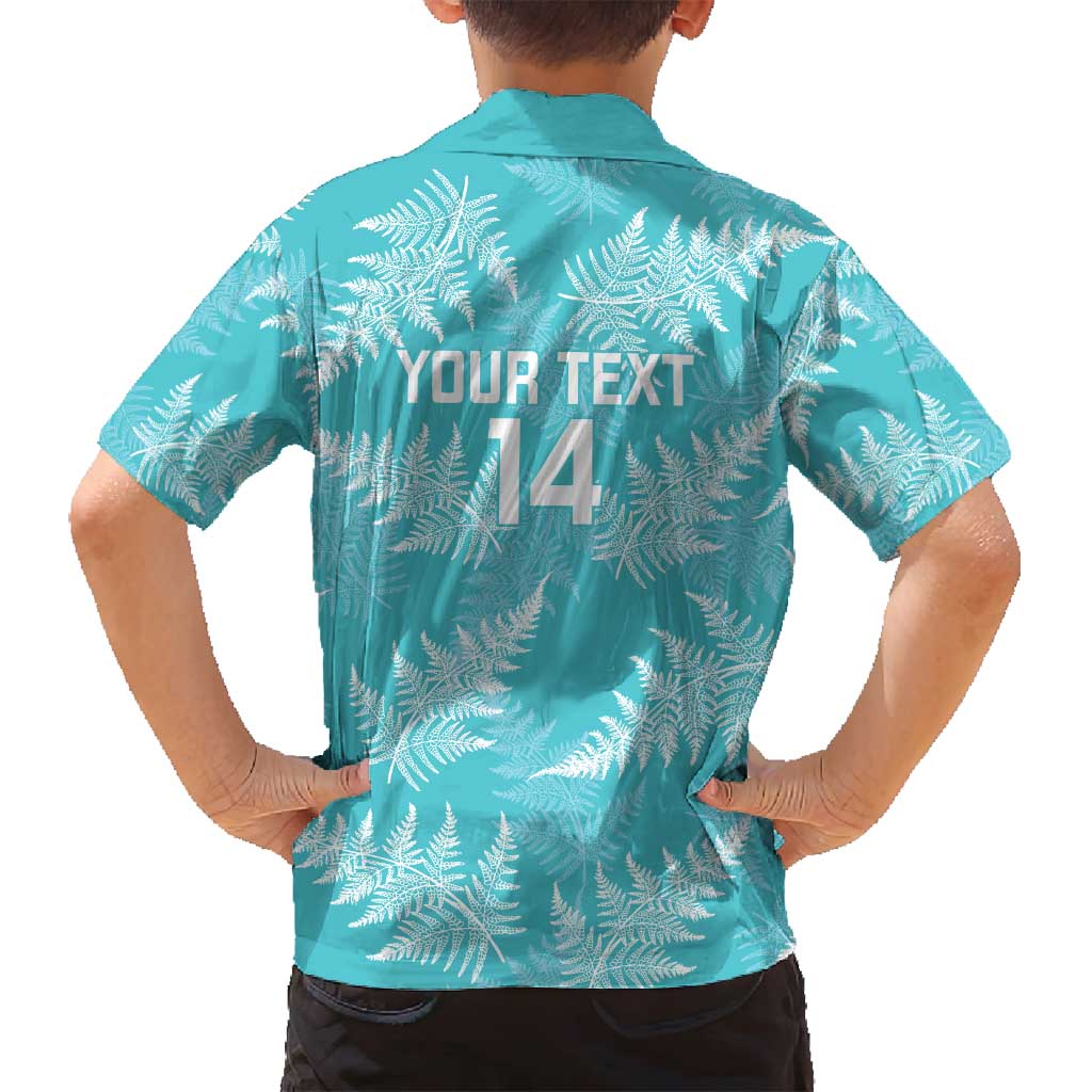 New Zealand Silver Fern Rugby Custom Family Matching Off Shoulder Maxi Dress and Hawaiian Shirt Go Aotearoa Champions Turquoise Version - Aussie Hoodie