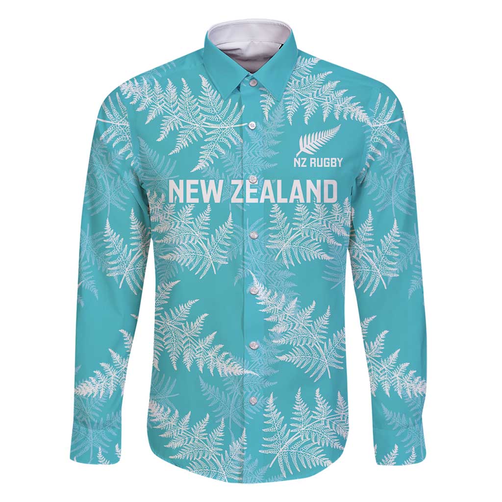 New Zealand Silver Fern Rugby Custom Family Matching Off Shoulder Maxi Dress and Hawaiian Shirt Go Aotearoa Champions Turquoise Version - Aussie Hoodie