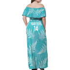 New Zealand Silver Fern Rugby Custom Family Matching Off Shoulder Maxi Dress and Hawaiian Shirt Go Aotearoa Champions Turquoise Version - Aussie Hoodie