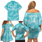 New Zealand Silver Fern Rugby Custom Family Matching Off Shoulder Short Dress and Hawaiian Shirt Go Aotearoa Champions Turquoise Version - Aussie Hoodie