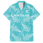 New Zealand Silver Fern Rugby Custom Family Matching Off Shoulder Short Dress and Hawaiian Shirt Go Aotearoa Champions Turquoise Version - Aussie Hoodie