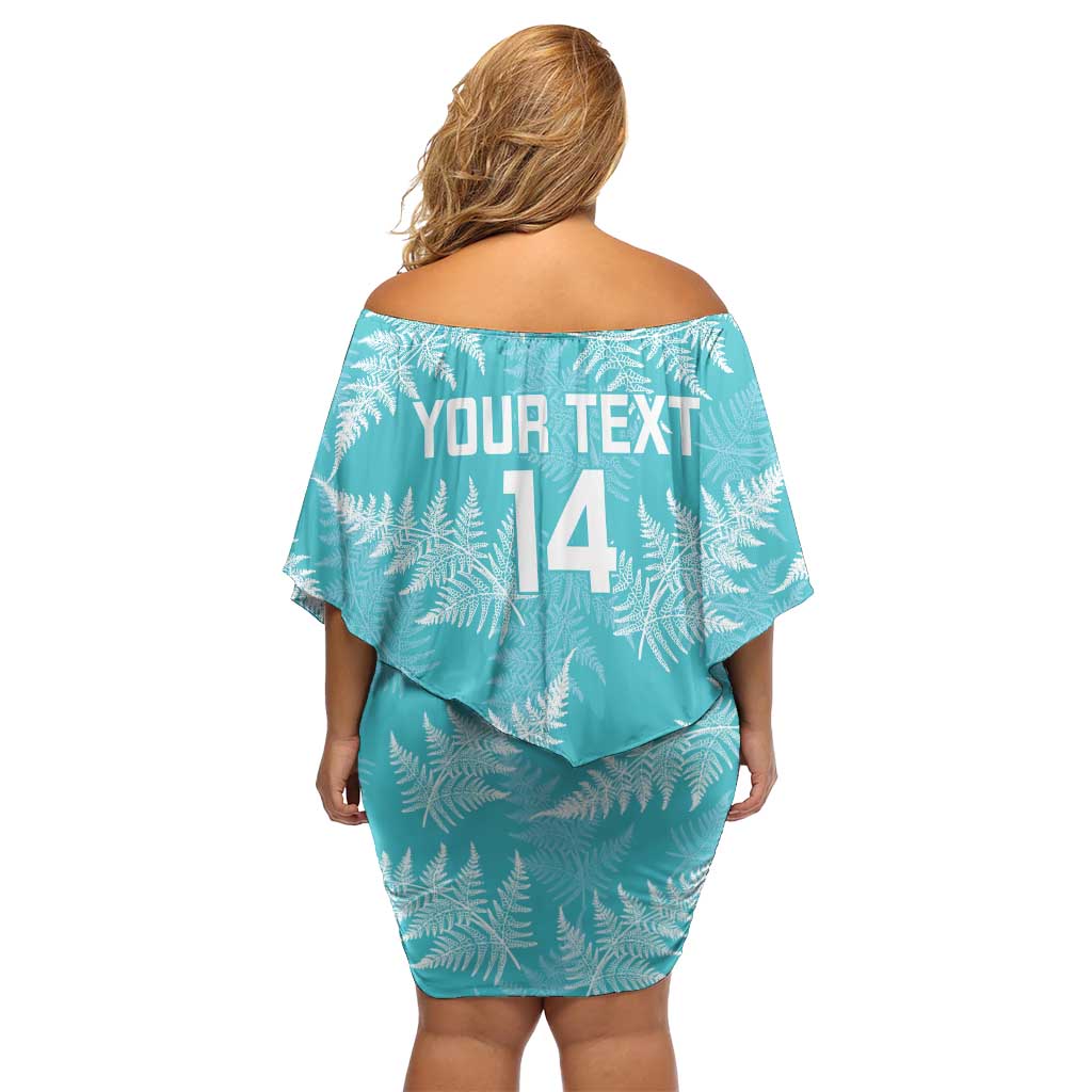 New Zealand Silver Fern Rugby Custom Family Matching Off Shoulder Short Dress and Hawaiian Shirt Go Aotearoa Champions Turquoise Version - Aussie Hoodie