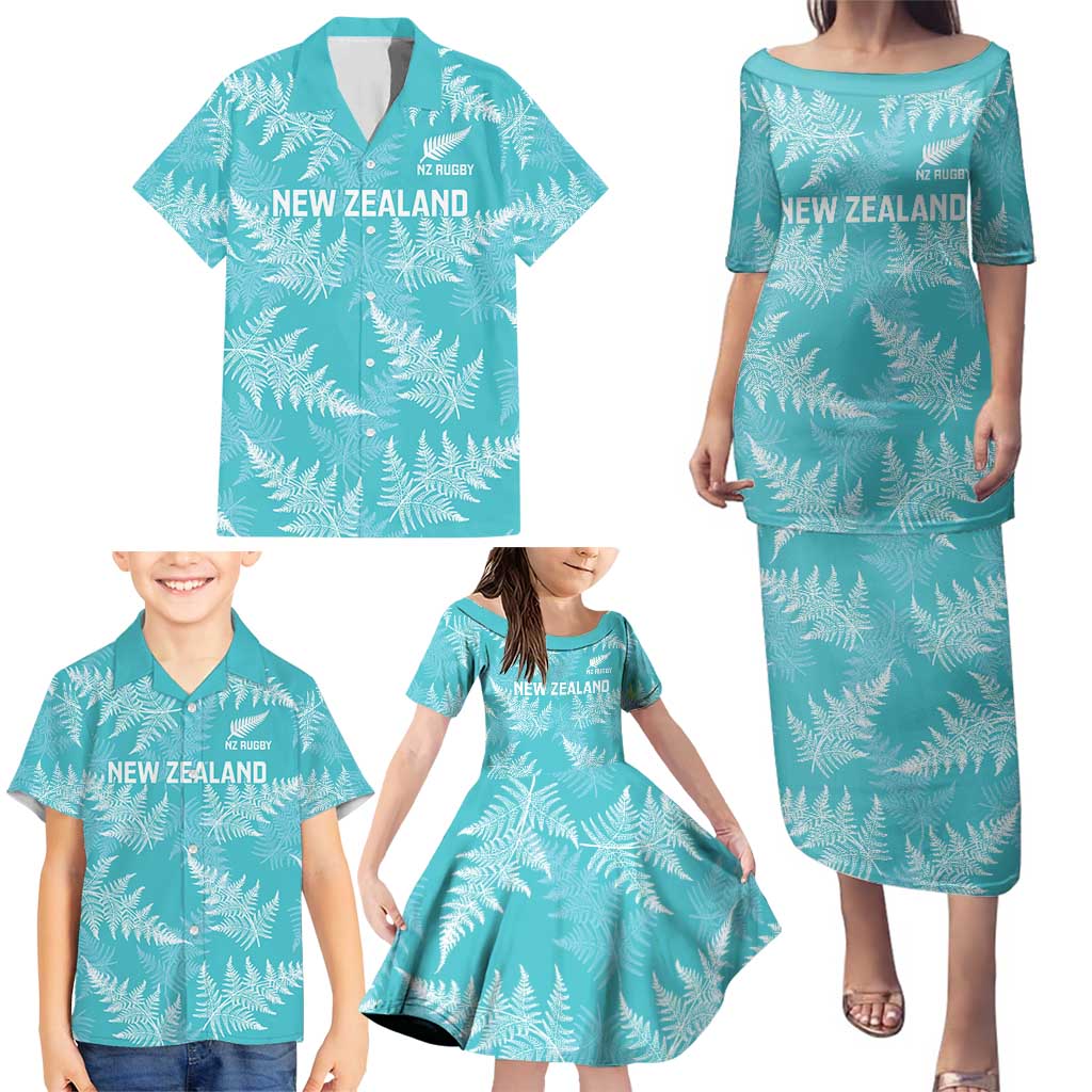 New Zealand Silver Fern Rugby Custom Family Matching Puletasi and Hawaiian Shirt Go Aotearoa Champions Turquoise Version - Aussie Hoodie