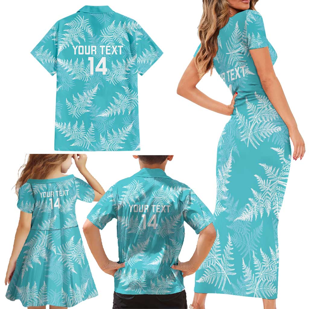 New Zealand Silver Fern Rugby Custom Family Matching Short Sleeve Bodycon Dress and Hawaiian Shirt Go Aotearoa Champions Turquoise Version - Aussie Hoodie