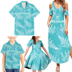 New Zealand Silver Fern Rugby Custom Family Matching Summer Maxi Dress and Hawaiian Shirt Go Aotearoa Champions Turquoise Version - Aussie Hoodie
