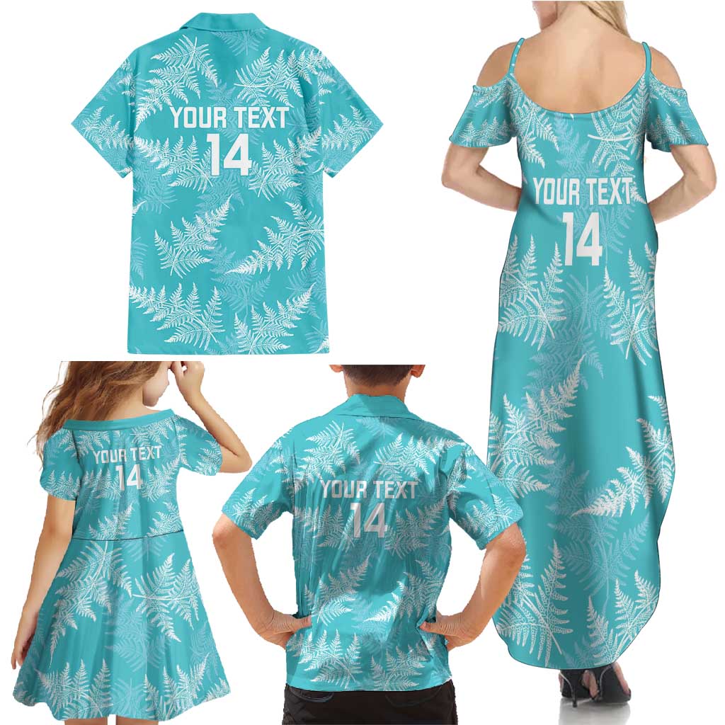 New Zealand Silver Fern Rugby Custom Family Matching Summer Maxi Dress and Hawaiian Shirt Go Aotearoa Champions Turquoise Version - Aussie Hoodie