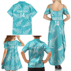 New Zealand Silver Fern Rugby Custom Family Matching Summer Maxi Dress and Hawaiian Shirt Go Aotearoa Champions Turquoise Version - Aussie Hoodie