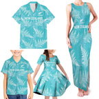 New Zealand Silver Fern Rugby Custom Family Matching Tank Maxi Dress and Hawaiian Shirt Go Aotearoa Champions Turquoise Version - Aussie Hoodie