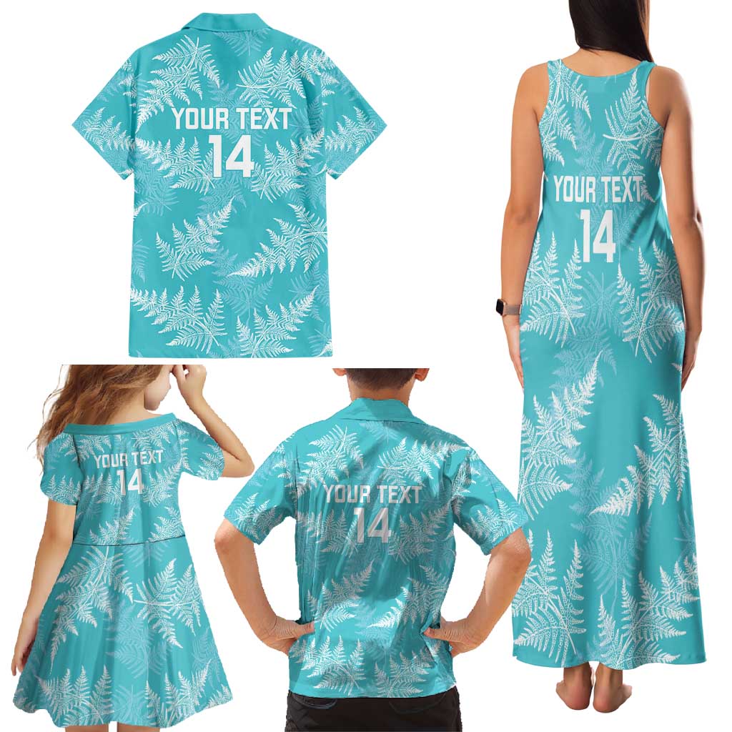 New Zealand Silver Fern Rugby Custom Family Matching Tank Maxi Dress and Hawaiian Shirt Go Aotearoa Champions Turquoise Version - Aussie Hoodie
