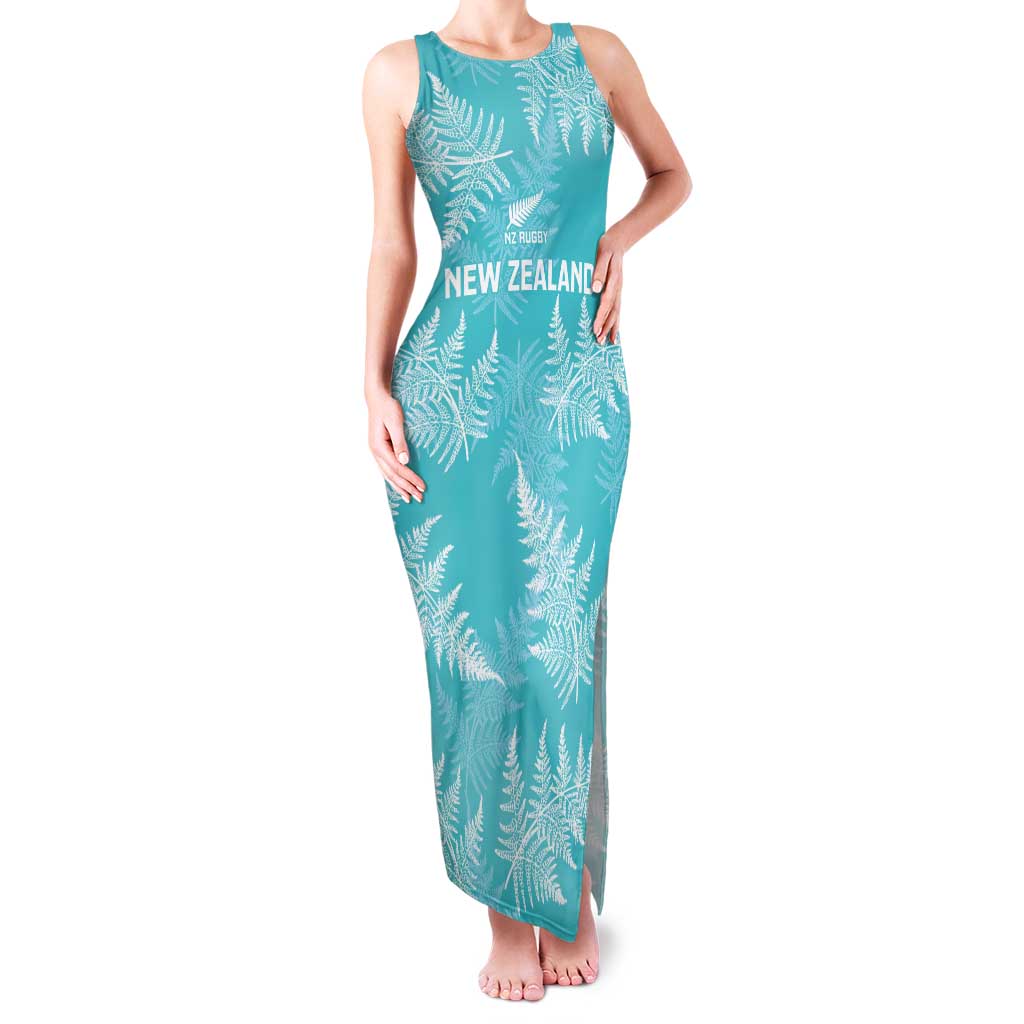 New Zealand Silver Fern Rugby Custom Family Matching Tank Maxi Dress and Hawaiian Shirt Go Aotearoa Champions Turquoise Version - Aussie Hoodie