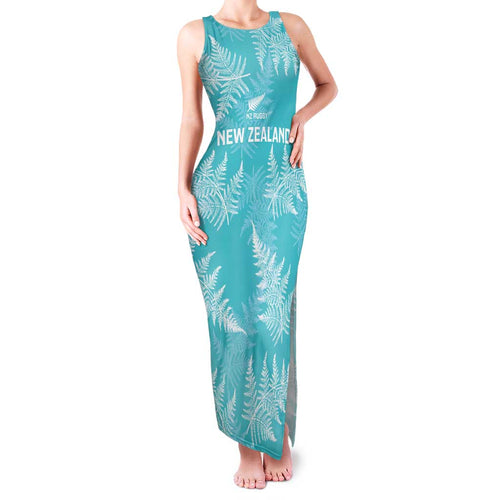 New Zealand Silver Fern Rugby Custom Family Matching Tank Maxi Dress and Hawaiian Shirt Go Aotearoa Champions Turquoise Version - Aussie Hoodie