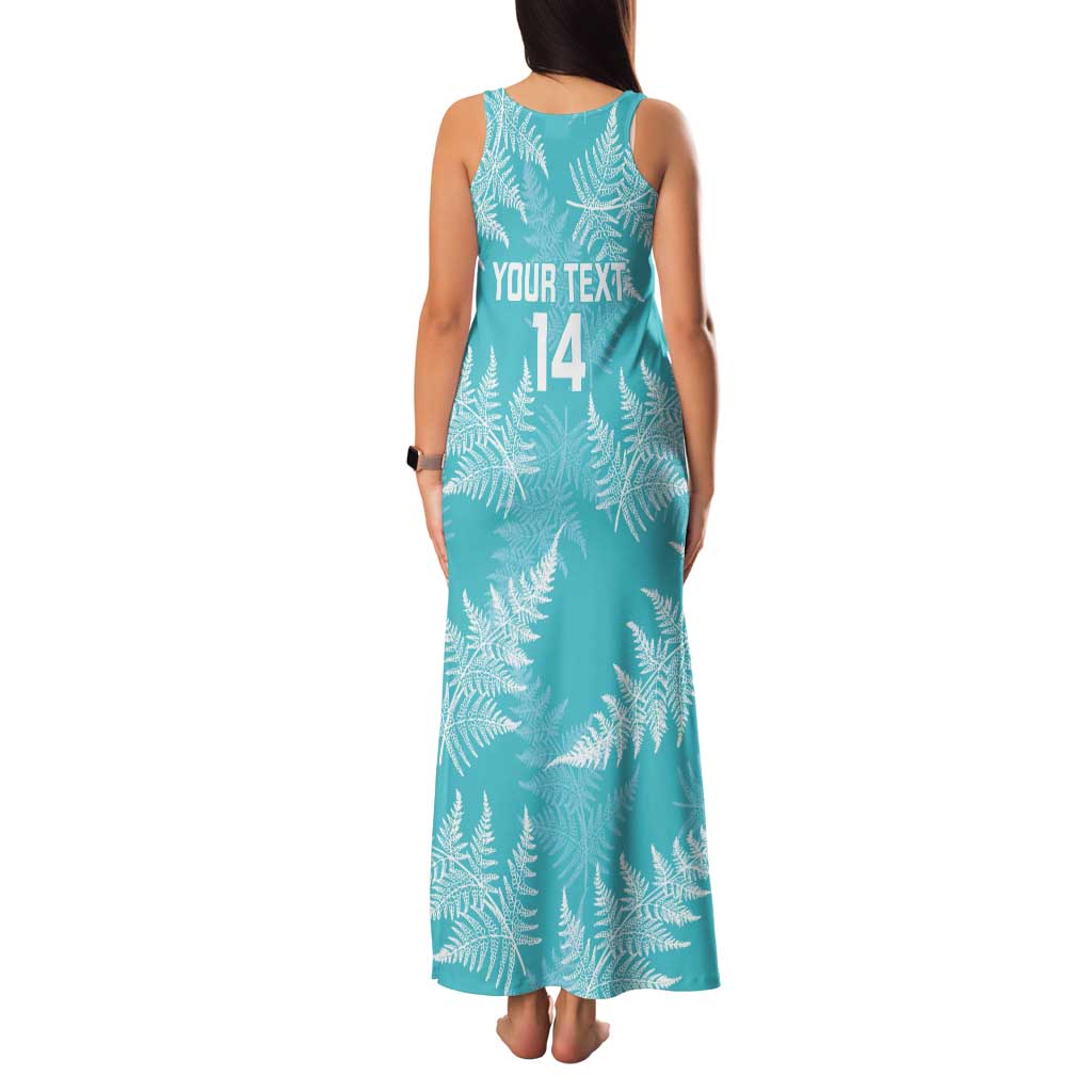 New Zealand Silver Fern Rugby Custom Family Matching Tank Maxi Dress and Hawaiian Shirt Go Aotearoa Champions Turquoise Version - Aussie Hoodie