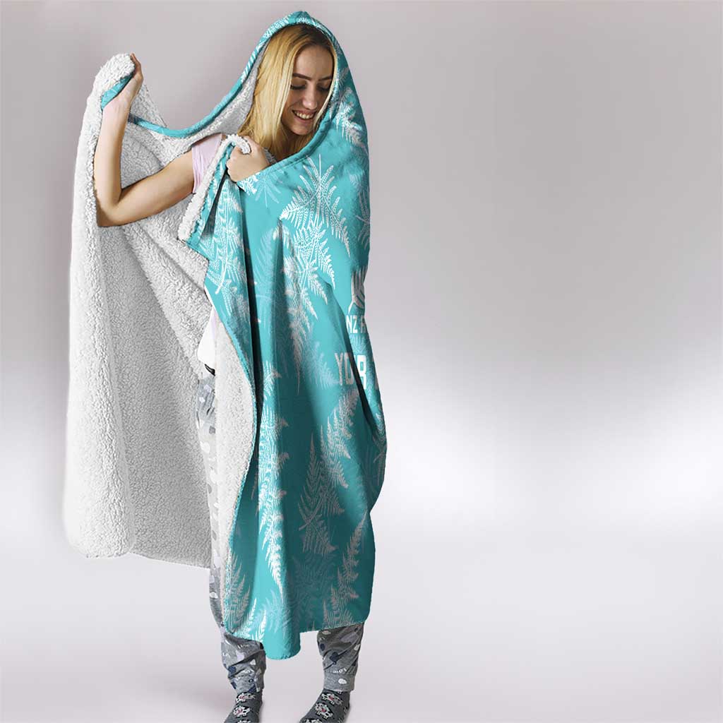New Zealand Silver Fern Rugby Custom Hooded Blanket Go Aotearoa Champions Turquoise Version - Aussie Hoodie