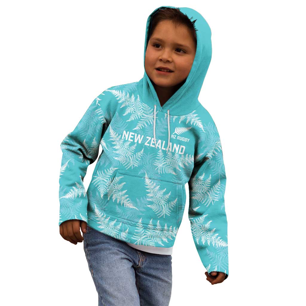 New Zealand Silver Fern Rugby Custom Kid Hoodie Go Aotearoa Champions Turquoise Version - Aussie Hoodie