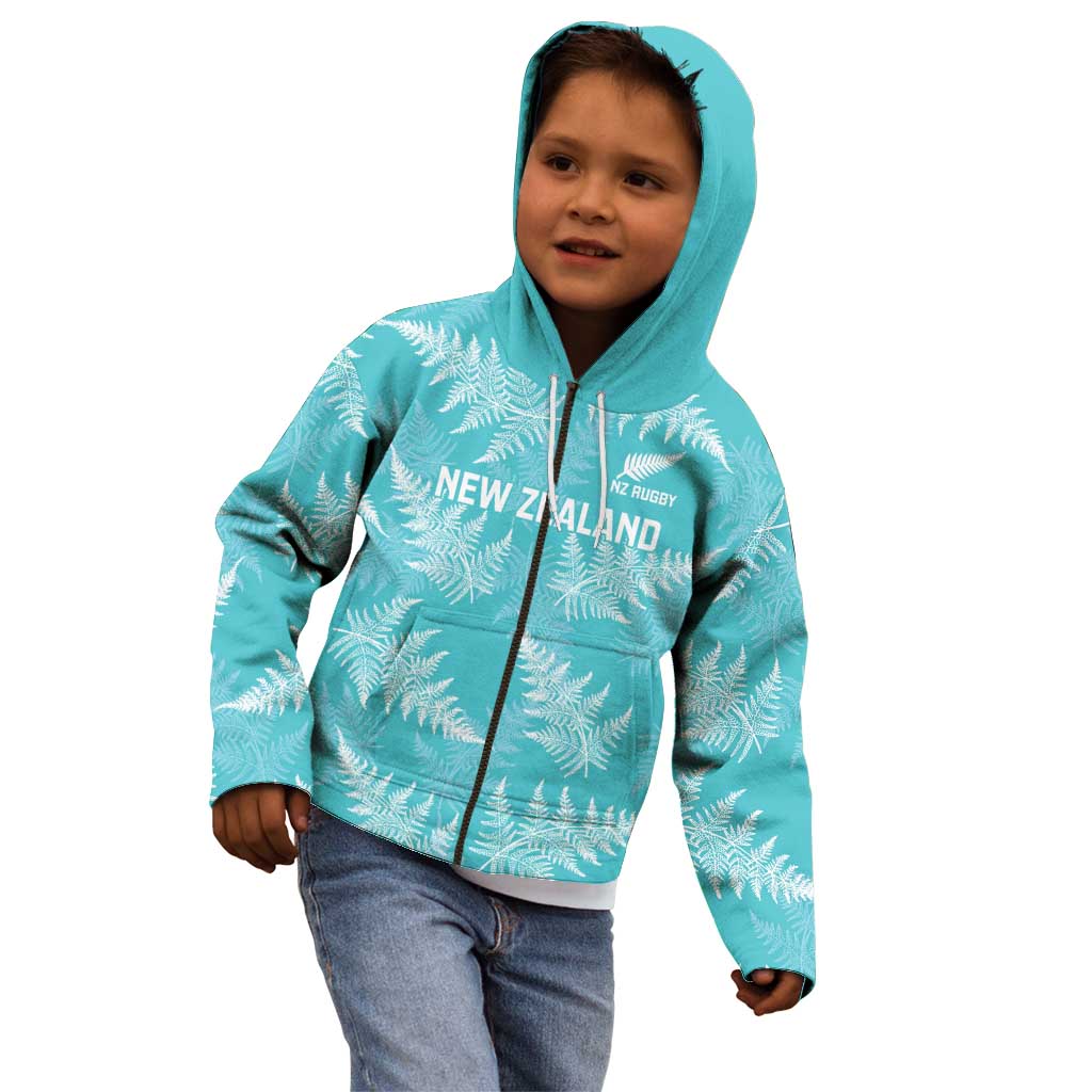 New Zealand Silver Fern Rugby Custom Kid Hoodie Go Aotearoa Champions Turquoise Version - Aussie Hoodie