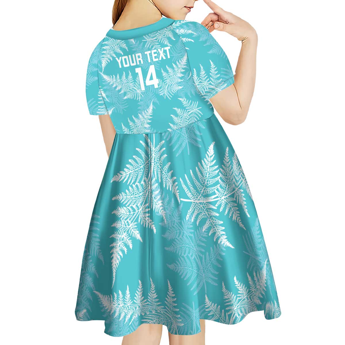 New Zealand Silver Fern Rugby Custom Kid Short Sleeve Dress Go Aotearoa Champions Turquoise Version - Aussie Hoodie