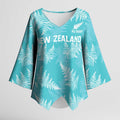 New Zealand Silver Fern Rugby Custom Kimono Sleeve Blouse Go Aotearoa Champions Turquoise Version - Aussie Hoodie