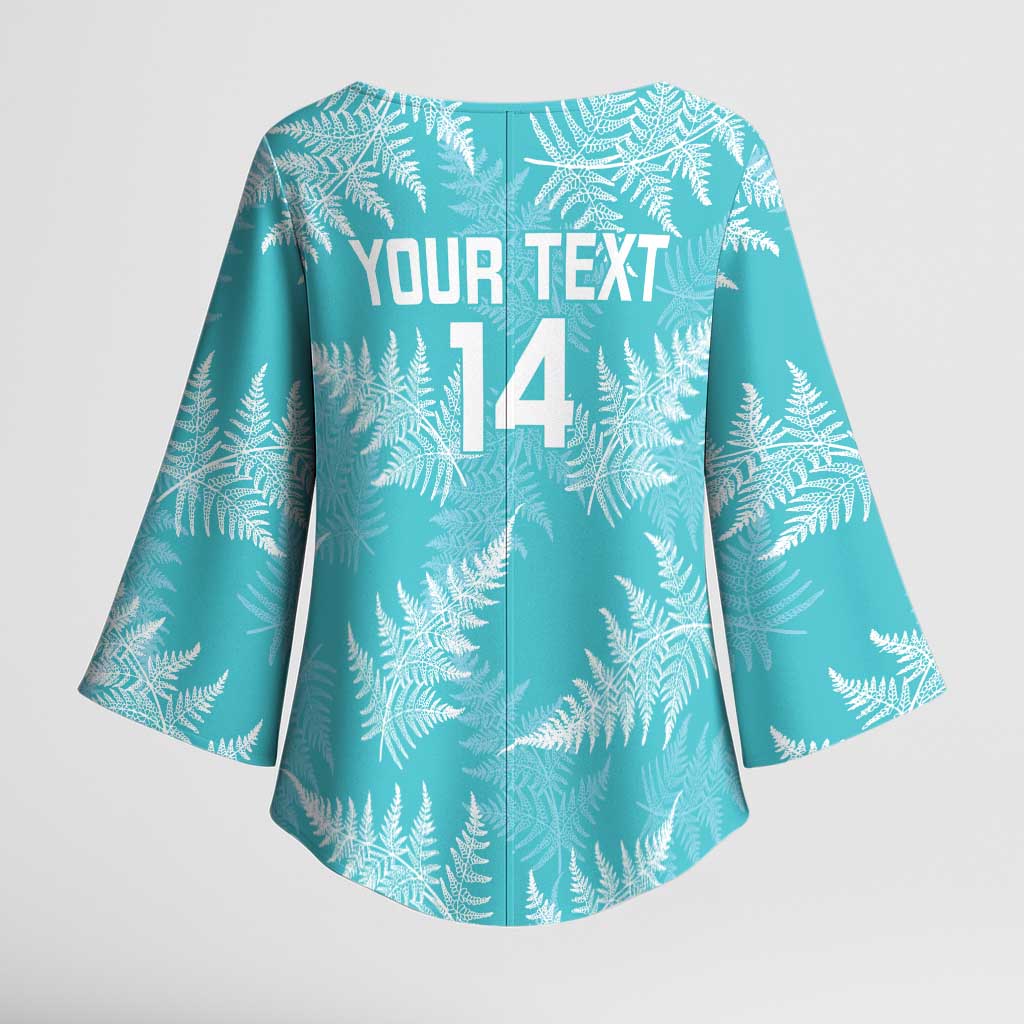 New Zealand Silver Fern Rugby Custom Kimono Sleeve Blouse Go Aotearoa Champions Turquoise Version - Aussie Hoodie