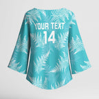 New Zealand Silver Fern Rugby Custom Kimono Sleeve Blouse Go Aotearoa Champions Turquoise Version - Aussie Hoodie
