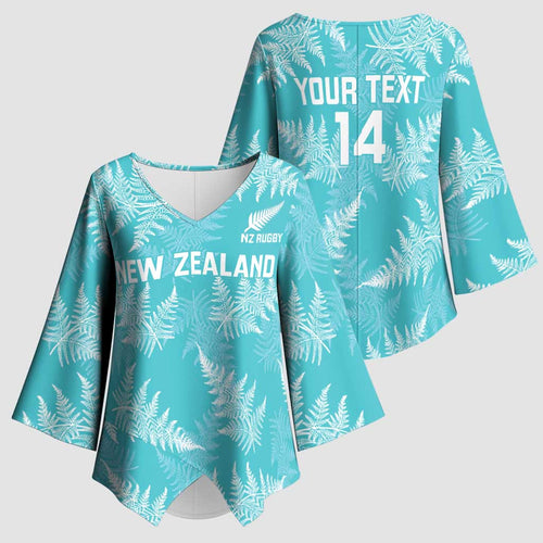New Zealand Silver Fern Rugby Custom Kimono Sleeve Blouse Go Aotearoa Champions Turquoise Version - Aussie Hoodie