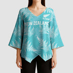 New Zealand Silver Fern Rugby Custom Kimono Sleeve Blouse Go Aotearoa Champions Turquoise Version - Aussie Hoodie