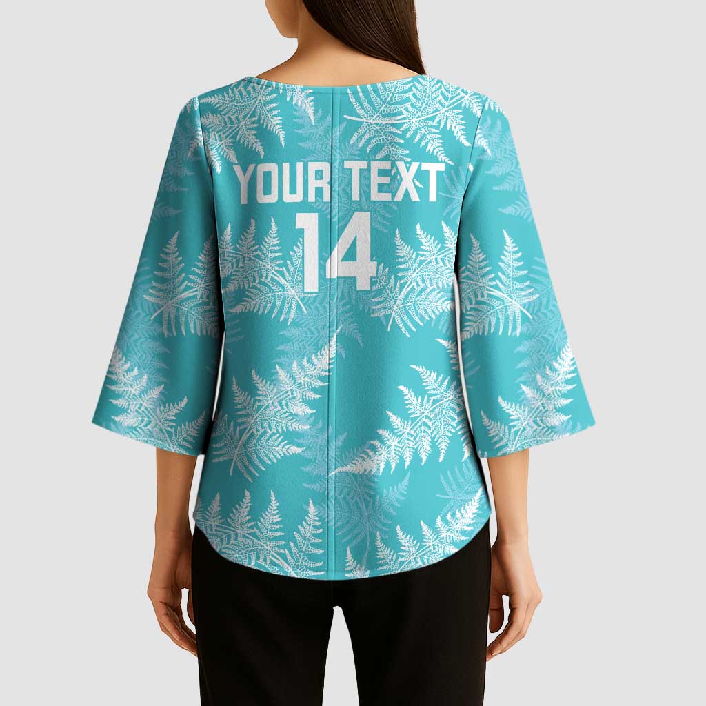 New Zealand Silver Fern Rugby Custom Kimono Sleeve Blouse Go Aotearoa Champions Turquoise Version - Aussie Hoodie