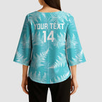 New Zealand Silver Fern Rugby Custom Kimono Sleeve Blouse Go Aotearoa Champions Turquoise Version - Aussie Hoodie