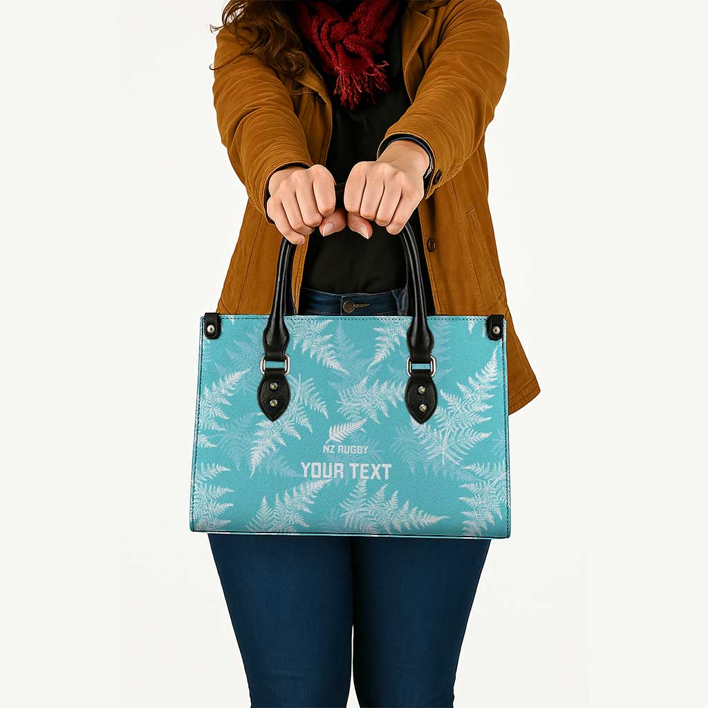 New Zealand Silver Fern Rugby Custom Leather Bag Go Aotearoa Champions Turquoise Version - Aussie Hoodie