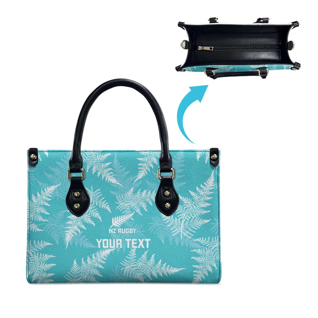 New Zealand Silver Fern Rugby Custom Leather Bag Go Aotearoa Champions Turquoise Version - Aussie Hoodie