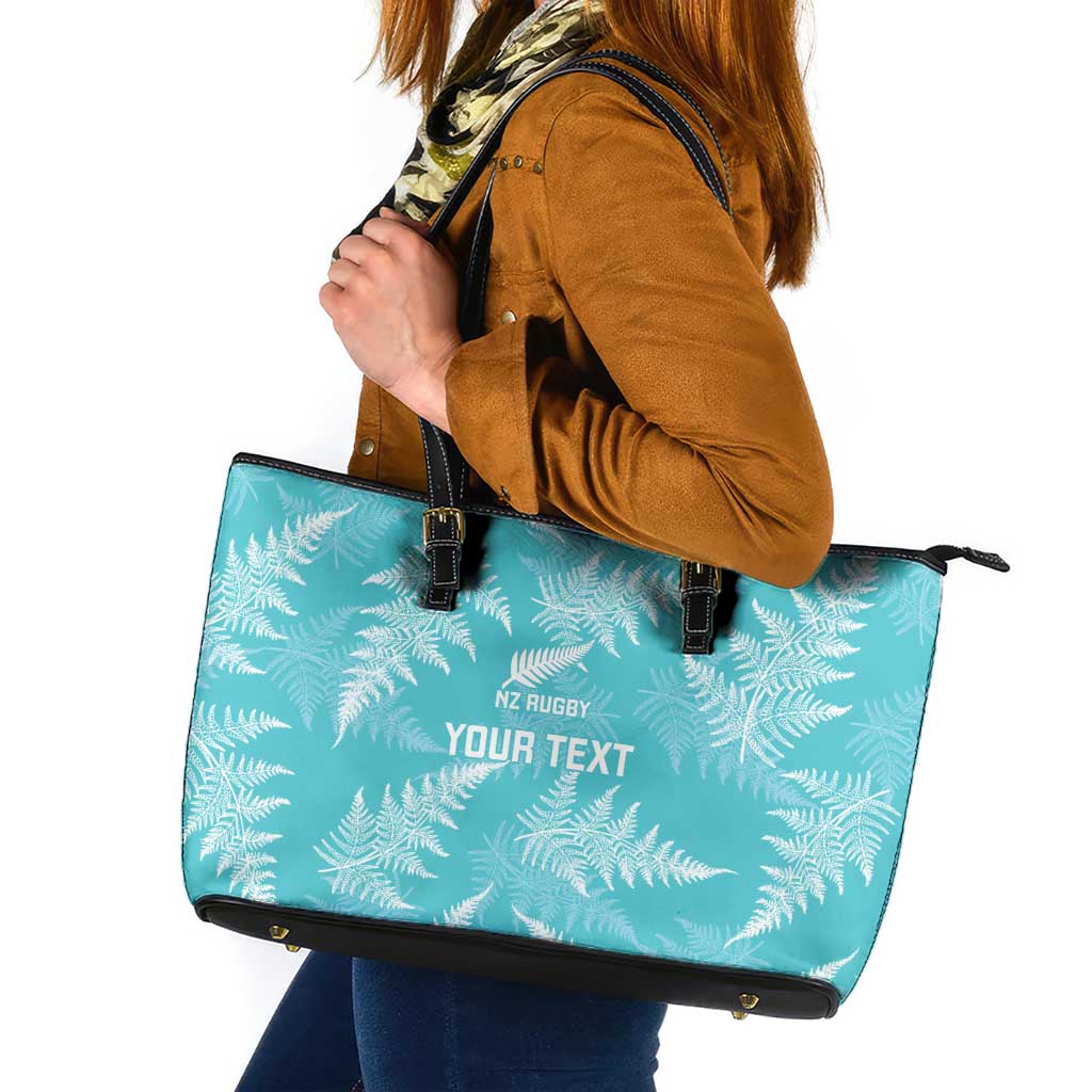New Zealand Silver Fern Rugby Custom Leather Tote Bag Go Aotearoa Champions Turquoise Version - Aussie Hoodie