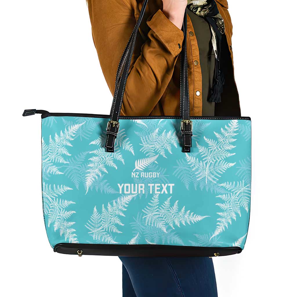 New Zealand Silver Fern Rugby Custom Leather Tote Bag Go Aotearoa Champions Turquoise Version - Aussie Hoodie
