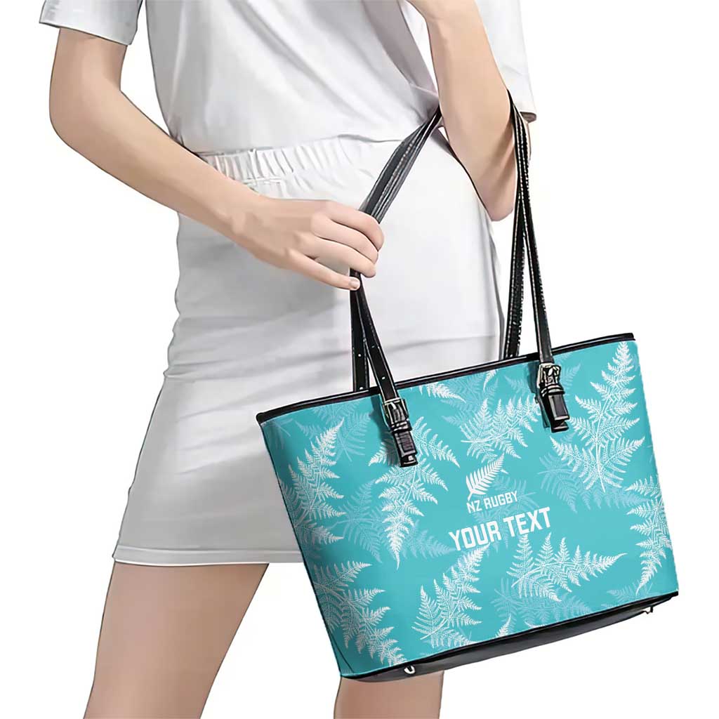New Zealand Silver Fern Rugby Custom Leather Tote Bag Go Aotearoa Champions Turquoise Version - Aussie Hoodie