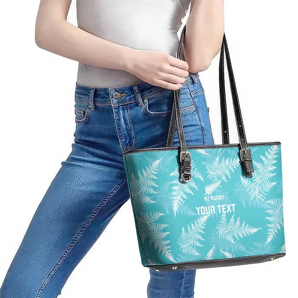 New Zealand Silver Fern Rugby Custom Leather Tote Bag Go Aotearoa Champions Turquoise Version - Aussie Hoodie