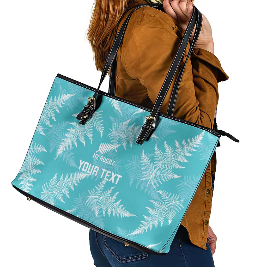 New Zealand Silver Fern Rugby Custom Leather Tote Bag Go Aotearoa Champions Turquoise Version - Aussie Hoodie