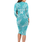 New Zealand Silver Fern Rugby Custom Long Sleeve Bodycon Dress Go Aotearoa Champions Turquoise Version - Aussie Hoodie