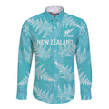 New Zealand Silver Fern Rugby Custom Long Sleeve Button Shirt Go Aotearoa Champions Turquoise Version - Aussie Hoodie