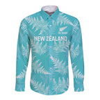 New Zealand Silver Fern Rugby Custom Long Sleeve Button Shirt Go Aotearoa Champions Turquoise Version - Aussie Hoodie