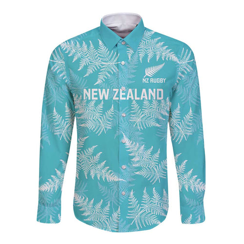 New Zealand Silver Fern Rugby Custom Long Sleeve Button Shirt Go Aotearoa Champions Turquoise Version - Aussie Hoodie