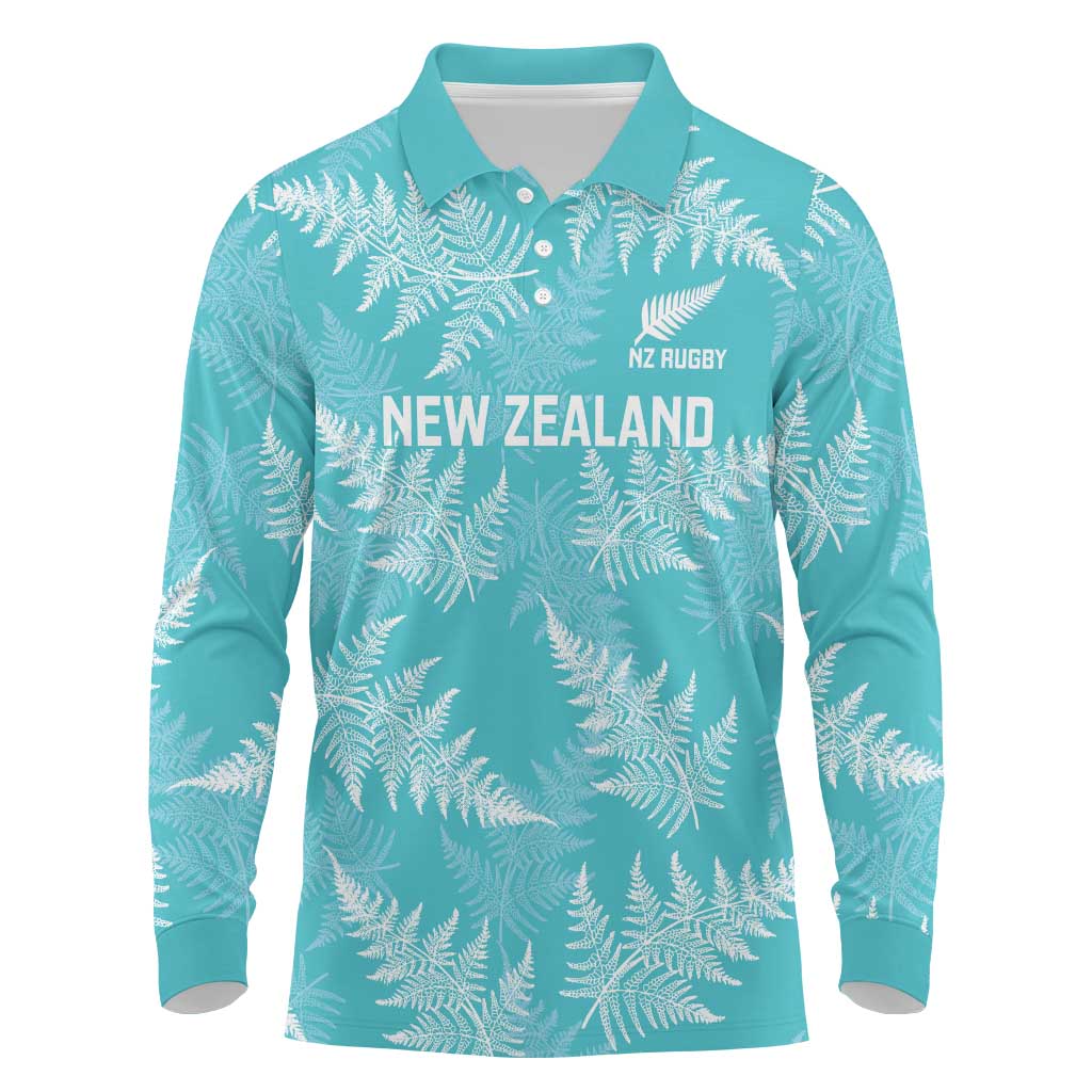 New Zealand Silver Fern Rugby Custom Long Sleeve Polo Shirt Go Aotearoa Champions Turquoise Version - Aussie Hoodie