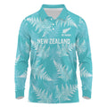 New Zealand Silver Fern Rugby Custom Long Sleeve Polo Shirt Go Aotearoa Champions Turquoise Version - Aussie Hoodie