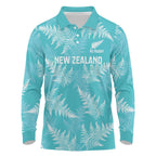 New Zealand Silver Fern Rugby Custom Long Sleeve Polo Shirt Go Aotearoa Champions Turquoise Version - Aussie Hoodie