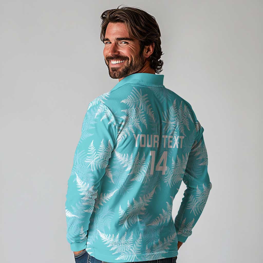 New Zealand Silver Fern Rugby Custom Long Sleeve Polo Shirt Go Aotearoa Champions Turquoise Version - Aussie Hoodie