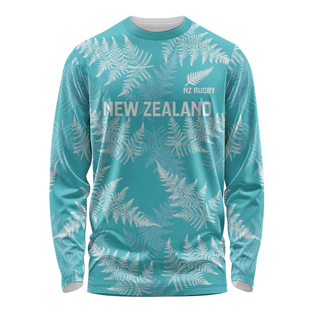 New Zealand Silver Fern Rugby Custom Long Sleeve Shirt Go Aotearoa Champions Turquoise Version - Aussie Hoodie