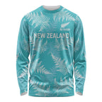 New Zealand Silver Fern Rugby Custom Long Sleeve Shirt Go Aotearoa Champions Turquoise Version - Aussie Hoodie