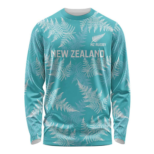 New Zealand Silver Fern Rugby Custom Long Sleeve Shirt Go Aotearoa Champions Turquoise Version - Aussie Hoodie