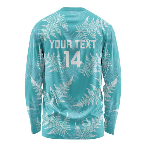 New Zealand Silver Fern Rugby Custom Long Sleeve Shirt Go Aotearoa Champions Turquoise Version - Aussie Hoodie