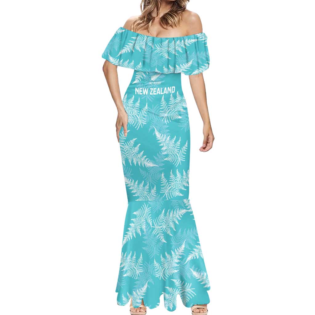New Zealand Silver Fern Rugby Custom Mermaid Dress Go Aotearoa Champions Turquoise Version - Aussie Hoodie