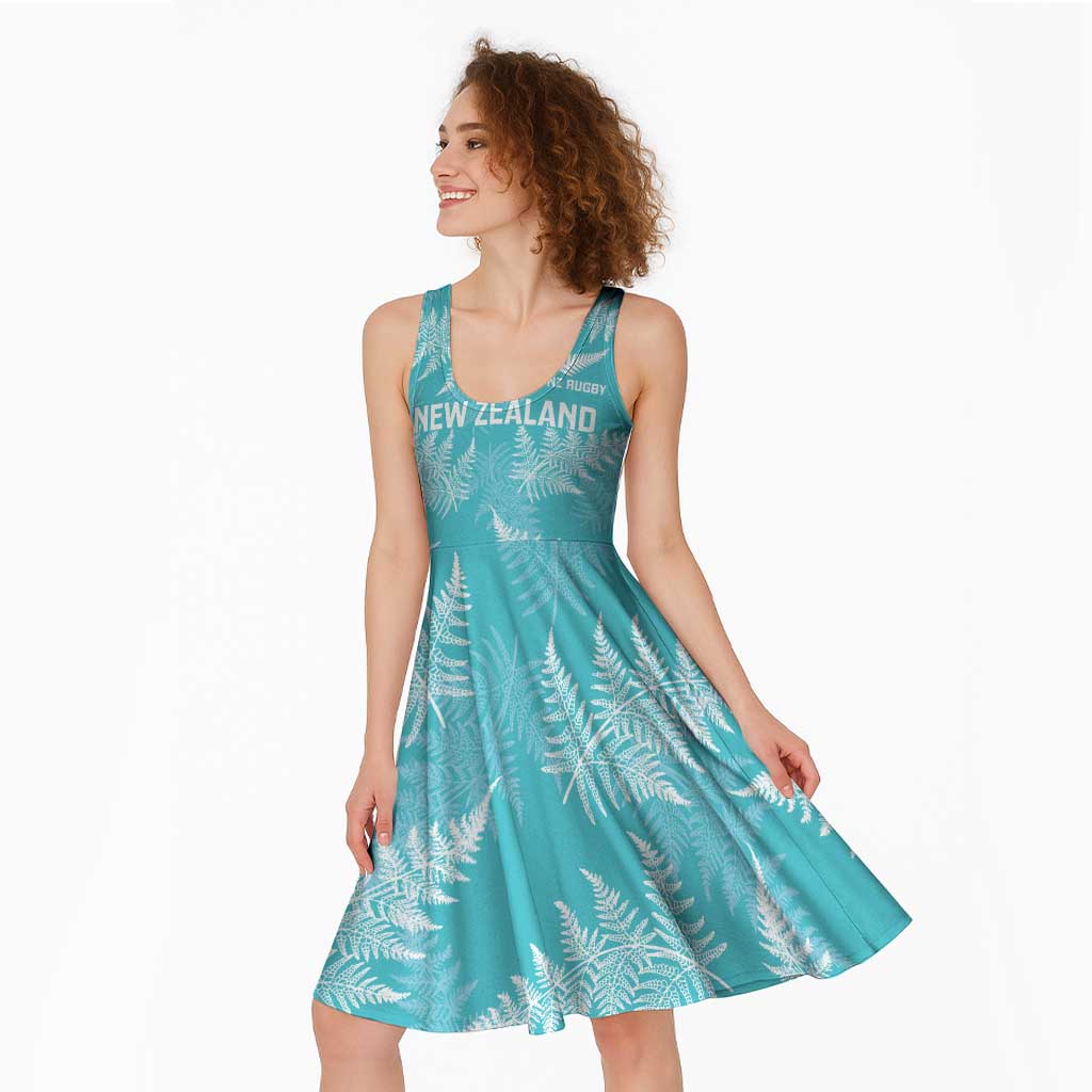 New Zealand Silver Fern Rugby Custom Midi Dress Go Aotearoa Champions Turquoise Version - Aussie Hoodie