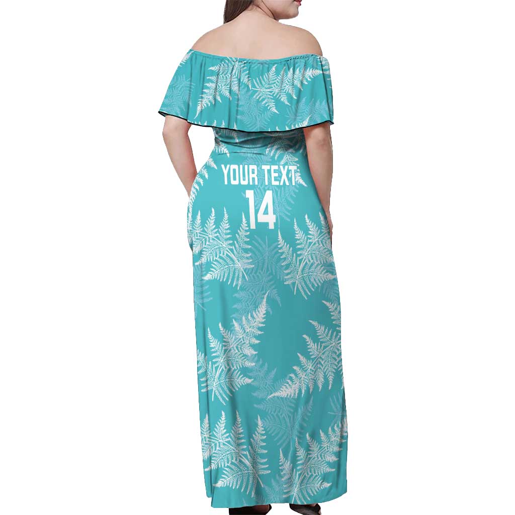 New Zealand Silver Fern Rugby Custom Off Shoulder Maxi Dress Go Aotearoa Champions Turquoise Version - Aussie Hoodie
